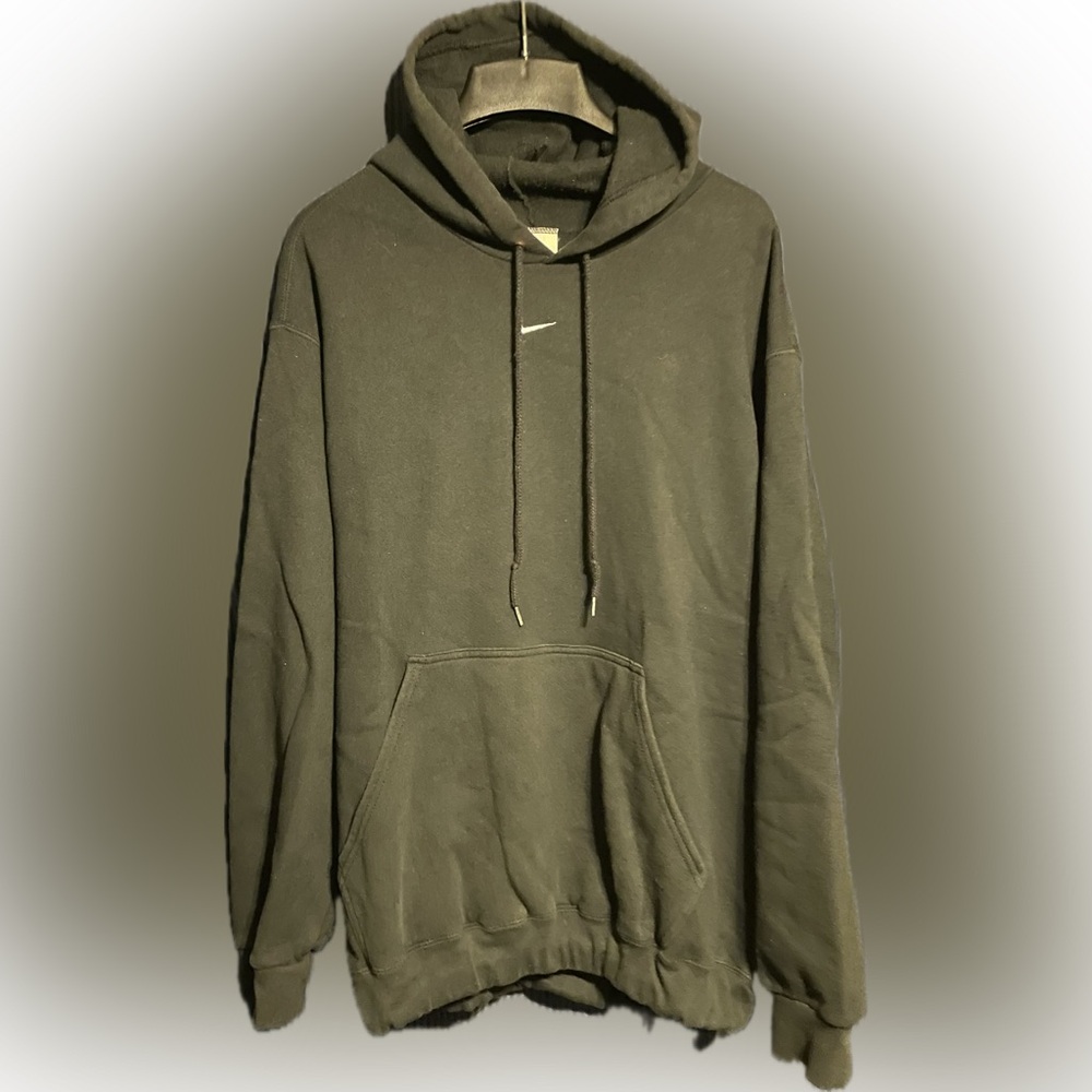 Nike Center Swoosh Hoodie Black Sz XL Gray Tag 2000s